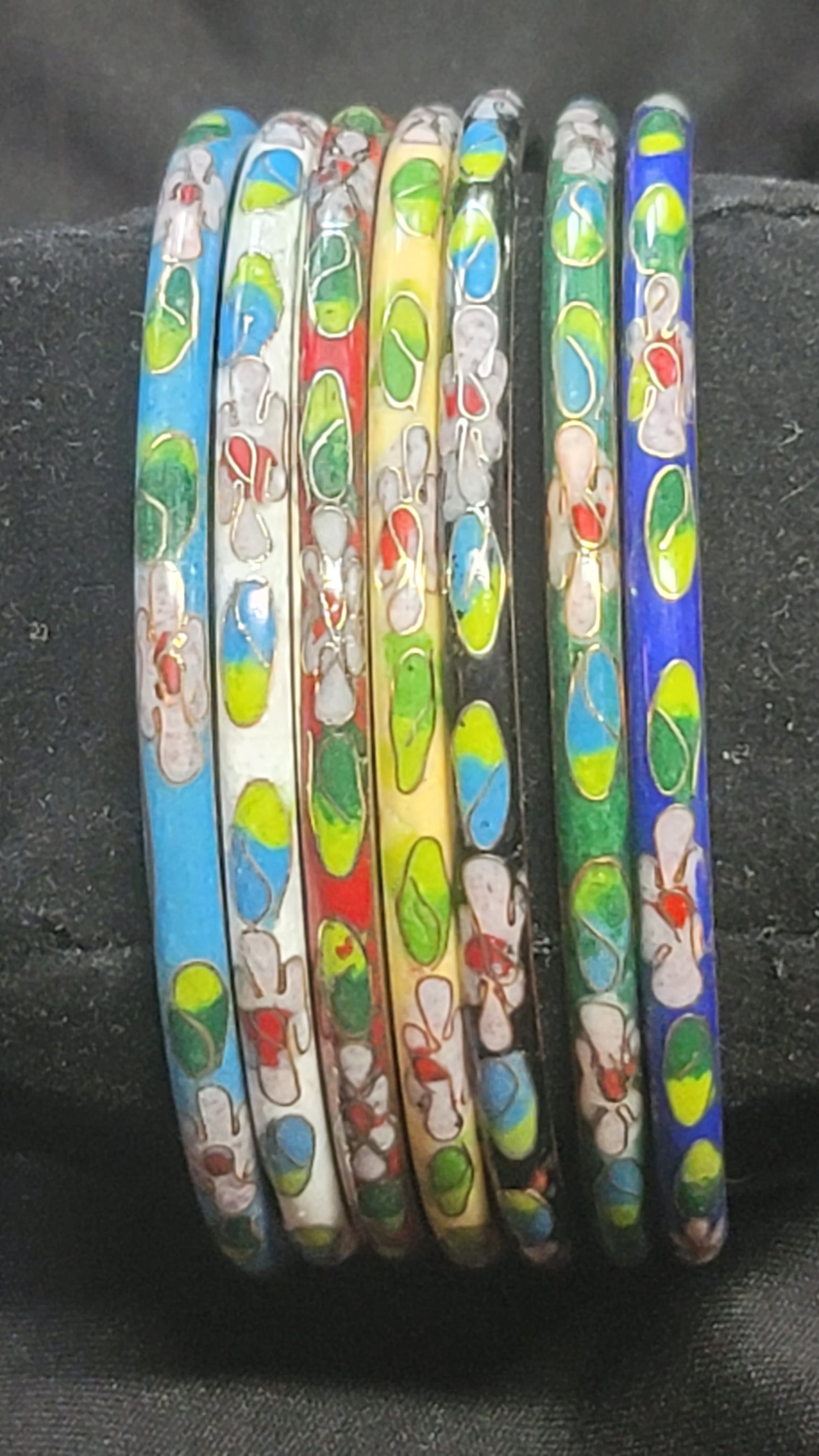 Vintage Chinese Cloisonne Bangle Bracelets