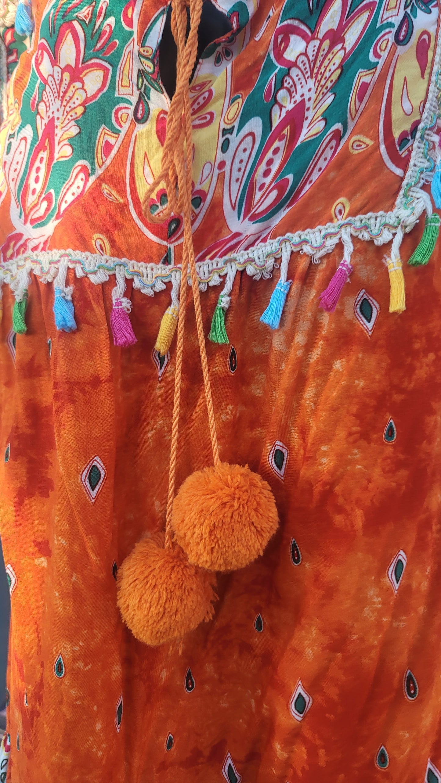 Orange Festive cold-shoulder shirt