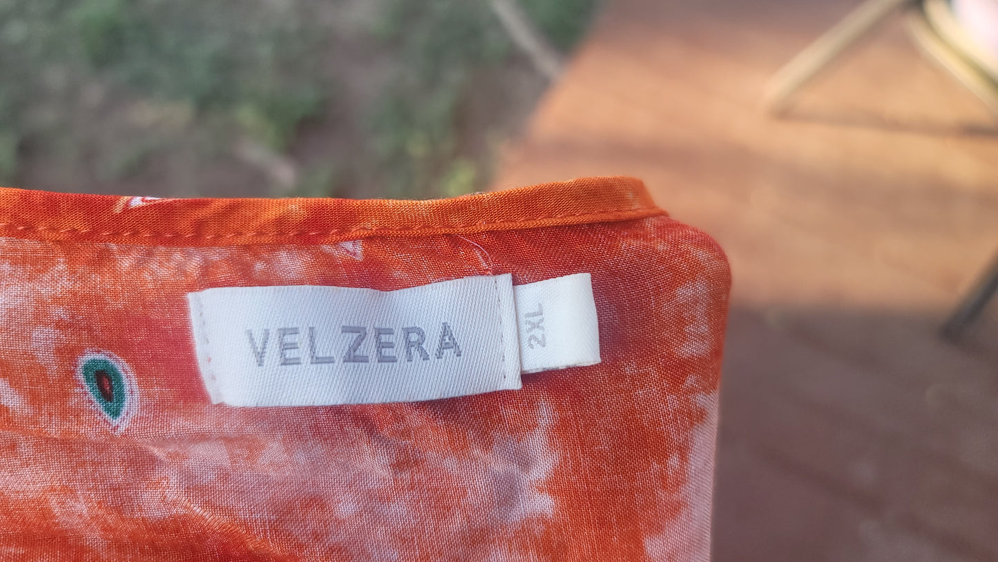 Orange Festive cold-shoulder shirt